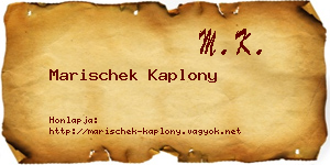 Marischek Kaplony névjegykártya